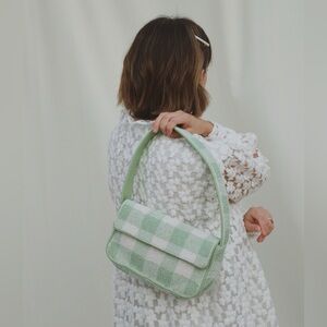 Staud Tommy Beaded Bag in Agave Gingham 🍐